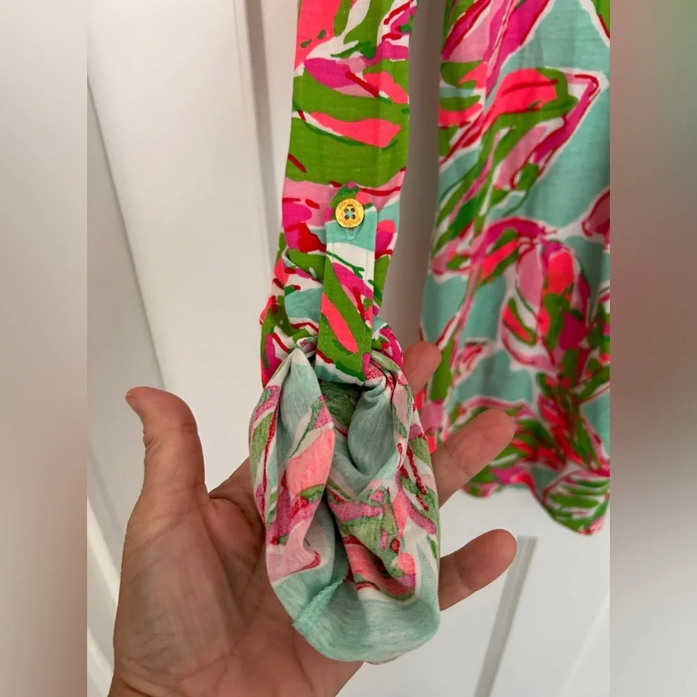 Lily Pulitzer Sarasota Floral Pintuck Tunic Size Medium - Picture 4 of 10